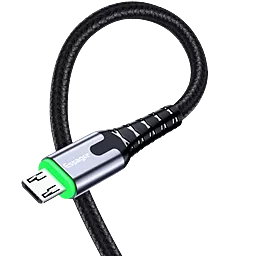 Кабель USB Essager LED Light 12w 2.4A 2m micro USB cable black (EXCM-XGA0G) - миниатюра 3