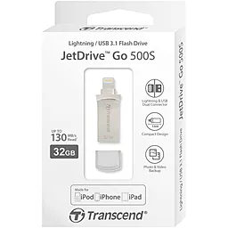 Флешка Transcend 32GB JetDrive Go 500 Silver USB 3.1/Lightning (TS32GJDG500S) - миниатюра 4