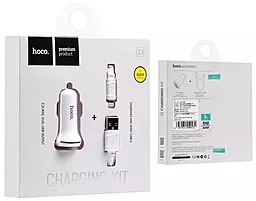 Автомобильное зарядное устройство Hoco Z1 2.1A 2USB + Lightening cable White - миниатюра 9