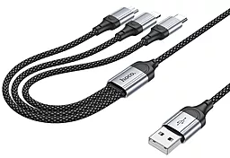 Кабель USB Hoco X102 12w 2.4a Fresh 3-in-1 USB Type-C to Type-C/Lightning/micro cable black - миниатюра 5