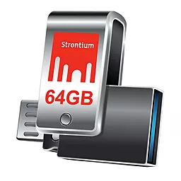 Флешка Strontium Flash 64GB Nitro Plus Silver OTG USB 3.0 (SR64GSLOTG1Z) - миниатюра 2