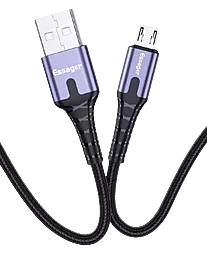 Кабель USB Essager LED Light 12w 2.4A 2m micro USB cable black (EXCM-XGA0G) - миниатюра 4