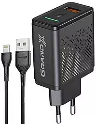 Сетевое зарядное устройство Grand-X 18w QC3.0 fast charger + Lightning cable black (CH-650L) - миниатюра 3