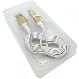 Кабель USB Auzer 2в1 lightning + micro USB Cable White (AC-D1) - миниатюра 3