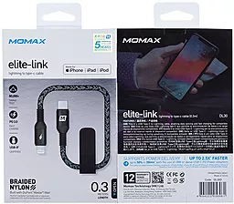Кабель USB PD Momax Elite Link 20W 0.3M USB Type-C - Lightning Cable Black - миниатюра 3