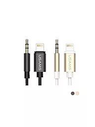 Аудио кабель Usams Aux mini Jack 3.5 mm - Lightning M/M Cable 1 м white/gold (US-SJ093) - миниатюра 2