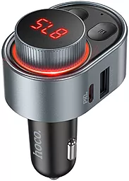 Автомобільний зарядний пристрій Hoco E72 Alegria Wireless FM Transmitter USB-C PD30W + USB-A 3.1A Grey - мініатюра 4