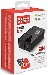 Сетевое зарядное устройство ColorWay Power Delivery GaN 100W PD/QC 2xUSB-A-C Black (CW-CHS041PD-BK) - миниатюра 9