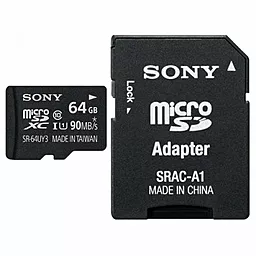Карта памяти Sony microSDXC 64GB Class 10 UHS-1 U1 + SD-адаптер (SR-64UY3A/T)