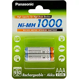 Акумулятор Panasonic AAA (R03) High Capacity Ni-Mh (1000mAh) 2шт (BK-4HGAE/2BE)