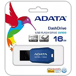 Флешка ADATA 16Gb UV100 Blue USB 2.0 (AUV100-16G-RBL) - миниатюра 3