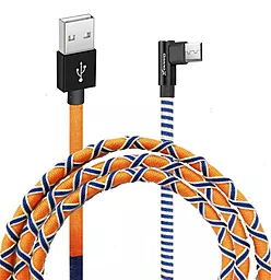 USB Кабель Grand-X L-type micro USB Cable Orange/Blue (FM-08OB)