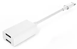 Аудио-переходник Apple M-F Lightning -> 2xLightning (Audio + Charge) High Copy White