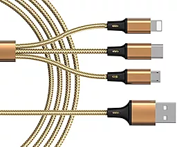 Кабель USB PD Proda Azeada AM to Lightning + Micro 5P + Type-C 12w 2.4a 1.3м cable gold proda (PD-B92th) - миниатюра 2