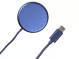 Беспроводное (индукционное) зарядное устройство быстрой QI зарядки Baseus Simple Mini Magnetic Wireless Charger 15W Blue (WXJK-H03) - миниатюра 3