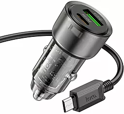Автомобильное зарядное устройство Hoco Z52 Spacious 38w PD/QC3.0 USB-C/USB-A ports + micro USB cable home charger black - миниатюра 3