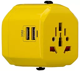 Сетевое зарядное устройство Momax 1-World Travel Adapter AC port 2.5a 2xUSB-A (UK/EU/US/JP/CN/AU) yellow (UA1Y) - миниатюра 4