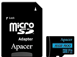 Карта пам'яті Apacer microSDHC 16GB R100 Class 10 UHS-I U1 V10 + SD-адаптер (AP16GMCSH10U6-R)