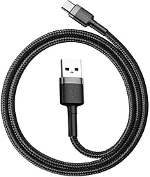Кабель USB Baseus Cafule 3A 0.5M USB Type-C Cable Gray/Black (CATKLF-AG1) - миниатюра 2