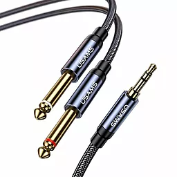 Аудио кабель Usams US-SJ540 AUX mini Jack 3.5mm - 2x Jack 6.3mm M/M Cable 2 м black (SJ540YP01) - миниатюра 2
