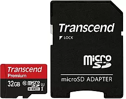Карта памяти Transcend microSDHC 32GB Premium 400X Class 10 UHS-1 U1 + SD-адаптер (TS32GUSDU1)