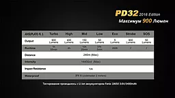 Фонарик Fenix PD32 CREE XP-L HI WHITE LED Черный - миниатюра 16