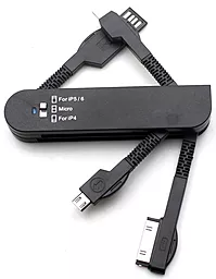 Кабель USB Siyoteam Swiss Knife 3in1 (micro USB / 30-pin / Lightning) Black - миниатюра 3