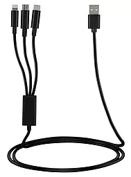 Кабель USB 2E 1.2M 3-in-1 Type-C/Lightning/micro USB Cable black - миниатюра 4