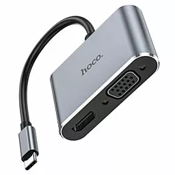 Видео переходник (адаптер) Hoco HB29 Easy-lead Type-C to HDMI + VGA Silver - миниатюра 2