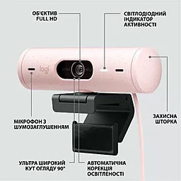 Камера видеонаблюдения Logitech Brio 500 Rose (960-001421) - миниатюра 6