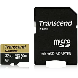 Карта памяти Transcend microSDHC 32GB Ultimate Class 10 UHS-I U3 V30 + SD-адаптер (TS32GUSDU3M)