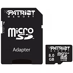 Карта памяти Patriot microSDHC 8GB LX Series Class 10 UHS-I U1 + SD-адаптер (PSF8GMCSDHC10)