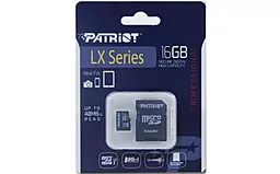 Карта памяти Patriot microSDHC 16GB LX Series Class 10 UHS-I U1 + SD-адаптер (PSF16GMCSDHC10) - миниатюра 2