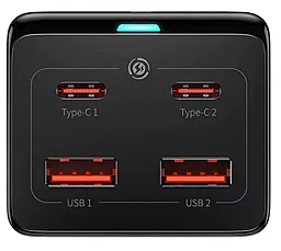 Сетевое зарядное устройство Baseus Pro Desktop Powerstrip 100W GaN3 2xUSB-A+2xUSB-C + 100W USB-C-C Cable Black (PSZM000401) - миниатюра 6