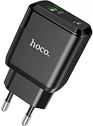 Сетевое зарядное устройство с быстрой зарядкой Hoco N5 Favor PD20W+QC3.0 USB-C+A Black - миниатюра 2