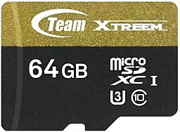 Карта памяти Team microSDXC 64GB Xtreem Class 10 UHS-I U3 + SD-адаптер (TUSDX64GU303) - миниатюра 2