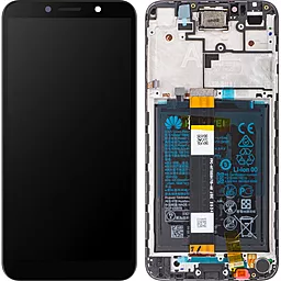 Дисплей Huawei Y5P (DUA-LX1), Honor 9S (DUA-LX9, DRA-LX9) с тачскрином и рамкой, сервисный оригинал, Black