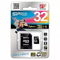 Карта пам'яті Silicon Power microSDHC 32GB Superior Class 10 UHS-I U3 + SD-адаптер (SP032GBSTHDU3V10SP) - мініатюра 3
