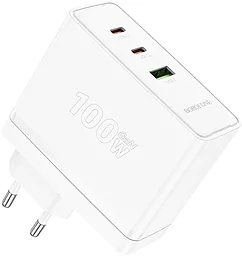 Сетевое зарядное устройство Borofone BN11 100w PD GaN 2xUSB-C/USB-A ports home charger white