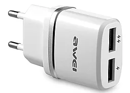 Сетевое зарядное устройство Awei 2 USB 2.1A White-Silver (C-930) - миниатюра 2
