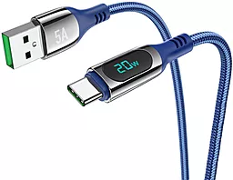 USB Кабель Hoco Extreme 20W 5A 1.2M USB Type-C Cable Blue