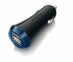 Автомобільний зарядний пристрій Philips Universal 2xUSB 2.1A Black (DLP2257/10)
