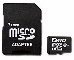 Карта памяти Dato microSDHC 16GB Class 10 + SD-адаптер (DT_CL10/16GB-RA)