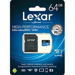 Карта памяти Lexar microSDXC 64GB 633x Class 10 UHS-I U1 + SD-адаптер (LSDMI64GBBEU633A) - миниатюра 2