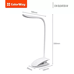Настольная LED лампа ColorWay Flexible & Clip (CW-DL04FCB-W) - миниатюра 3