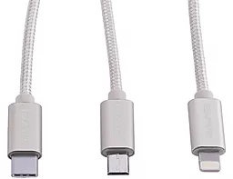 USB Кабель Awei 3in1 Lightning & Micro USB & Type-C Silver (CL-970) - мініатюра 3