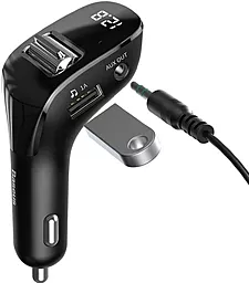Автомобильное зарядное устройство с FM-модулятором Baseus Streamer F40 AUX Wireless MP3 Car Charger Black (CCF40-01) - миниатюра 5
