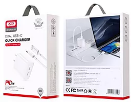 Сетевое зарядное устройство XO L105 35w PD 2xUSB-C + USB-C to lightning cable white - миниатюра 4