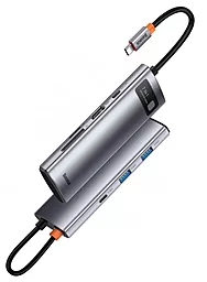 Мультипортовый USB Type-C хаб Baseus Metal Gleam Series 7-in-1 Multifunctional Type-C HUB Docking Station Grey (WKWG020113) - миниатюра 2