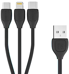 Кабель USB Remax Lesu 3-in-1 USB to Type-C/Lightning/micro USB Cable black (RC-050th)